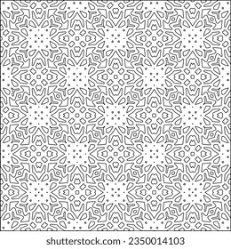 Vector pattern with symmetrical elements . Modern stylish abstract texture. Repeating geometric tiles from striped elements.Black and white pattern.