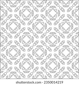 Vector pattern with symmetrical elements . Modern stylish abstract texture. Repeating geometric tiles from striped elements.Black and white pattern.