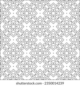 Vector pattern with symmetrical elements . Modern stylish abstract texture. Repeating geometric tiles from striped elements.Black and white pattern.