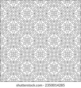 Vector pattern with symmetrical elements . Modern stylish abstract texture. Repeating geometric tiles from striped elements.Black and white pattern.