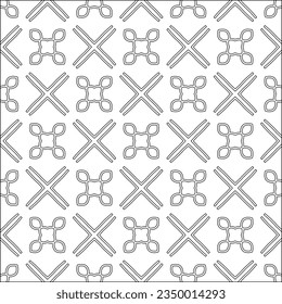 Vector pattern with symmetrical elements . Modern stylish abstract texture. Repeating geometric tiles from striped elements.Black and white pattern.