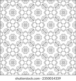 Vector pattern with symmetrical elements . Modern stylish abstract texture. Repeating geometric tiles from striped elements.Black and white pattern.