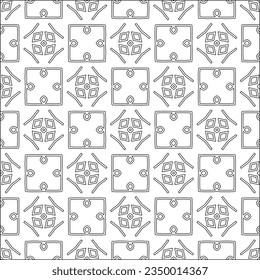 Vector pattern with symmetrical elements . Modern stylish abstract texture. Repeating geometric tiles from striped elements.Black and white pattern.