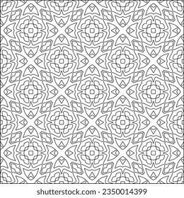 Vector pattern with symmetrical elements . Modern stylish abstract texture. Repeating geometric tiles from striped elements.Black and white pattern.