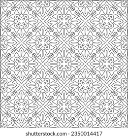 Vector pattern with symmetrical elements . Modern stylish abstract texture. Repeating geometric tiles from striped elements.Black and white pattern.