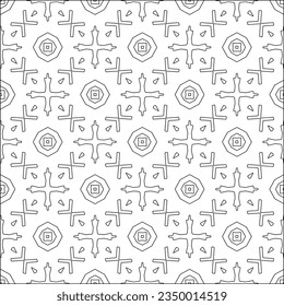 Vector pattern with symmetrical elements . Modern stylish abstract texture. Repeating geometric tiles from striped elements.Black and white pattern.