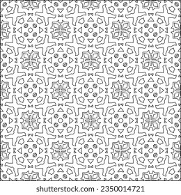 Vector pattern with symmetrical elements . Modern stylish abstract texture. Repeating geometric tiles from striped elements.Black and white pattern.