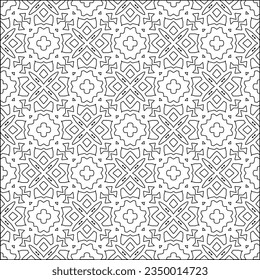 Vector pattern with symmetrical elements . Modern stylish abstract texture. Repeating geometric tiles from striped elements.Black and white pattern.