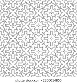 Vector pattern with symmetrical elements . Modern stylish abstract texture. Repeating geometric tiles from striped elements.Black and white pattern.