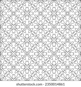 Vector pattern with symmetrical elements . Modern stylish abstract texture. Repeating geometric tiles from striped elements.Black and white pattern.