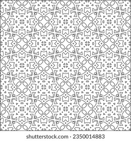 Vector pattern with symmetrical elements . Modern stylish abstract texture. Repeating geometric tiles from striped elements.Black and white pattern.