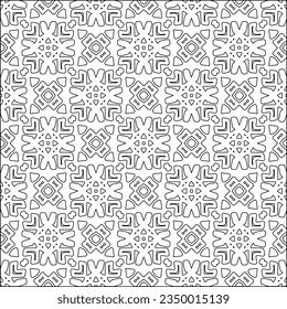 Vector pattern with symmetrical elements . Modern stylish abstract texture. Repeating geometric tiles from striped elements.Black and white pattern.