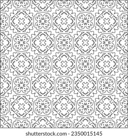 Vector pattern with symmetrical elements . Modern stylish abstract texture. Repeating geometric tiles from striped elements.Black and white pattern.