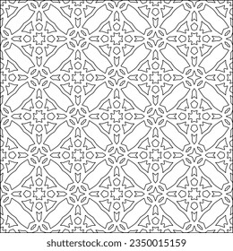 Vector pattern with symmetrical elements . Modern stylish abstract texture. Repeating geometric tiles from striped elements.Black and white pattern.