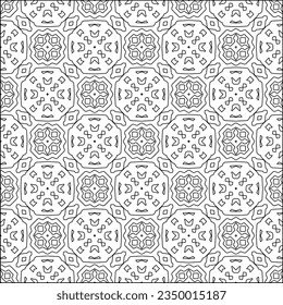 Vector pattern with symmetrical elements . Modern stylish abstract texture. Repeating geometric tiles from striped elements.Black and white pattern.