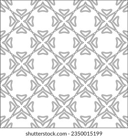 Vector pattern with symmetrical elements . Modern stylish abstract texture. Repeating geometric tiles from striped elements.Black and white pattern.
