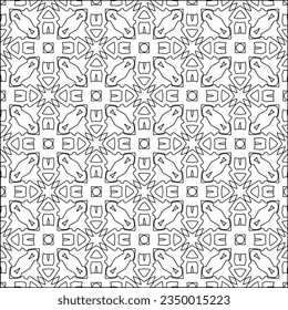 Vector pattern with symmetrical elements . Modern stylish abstract texture. Repeating geometric tiles from striped elements.Black and white pattern.