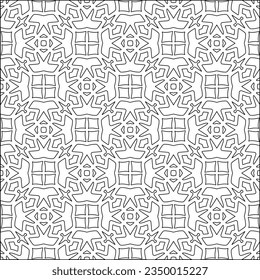Vector pattern with symmetrical elements . Modern stylish abstract texture. Repeating geometric tiles from striped elements.Black and white pattern.