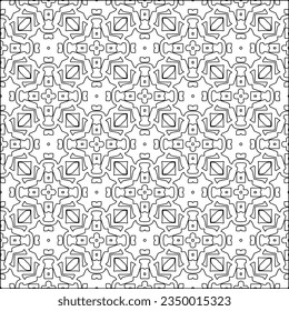 Vector pattern with symmetrical elements . Modern stylish abstract texture. Repeating geometric tiles from striped elements.Black and white pattern.