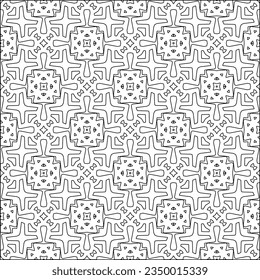 Vector pattern with symmetrical elements . Modern stylish abstract texture. Repeating geometric tiles from striped elements.Black and white pattern.