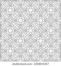 Vector pattern with symmetrical elements . Modern stylish abstract texture. Repeating geometric tiles from striped elements.Black and white pattern.