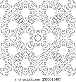 Vector pattern with symmetrical elements . Modern stylish abstract texture. Repeating geometric tiles from striped elements.Black and white pattern.