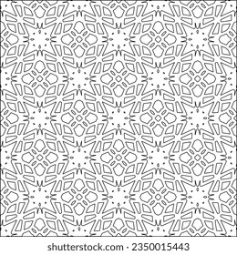 Vector pattern with symmetrical elements . Modern stylish abstract texture. Repeating geometric tiles from striped elements.Black and white pattern.