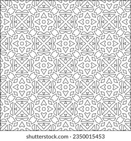 Vector pattern with symmetrical elements . Modern stylish abstract texture. Repeating geometric tiles from striped elements.Black and white pattern.