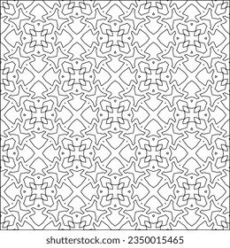 Vector pattern with symmetrical elements . Modern stylish abstract texture. Repeating geometric tiles from striped elements.Black and white pattern.