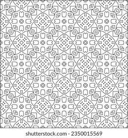 Vector pattern with symmetrical elements . Modern stylish abstract texture. Repeating geometric tiles from striped elements.Black and white pattern.
