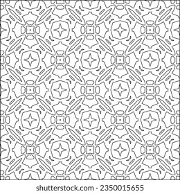 Vector pattern with symmetrical elements . Modern stylish abstract texture. Repeating geometric tiles from striped elements.Black and white pattern.
