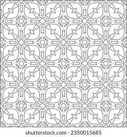 Vector pattern with symmetrical elements . Modern stylish abstract texture. Repeating geometric tiles from striped elements.Black and white pattern.