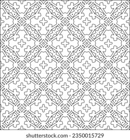 Vector pattern with symmetrical elements . Modern stylish abstract texture. Repeating geometric tiles from striped elements.Black and white pattern.