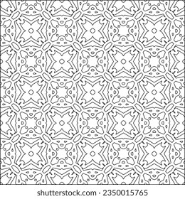 Vector pattern with symmetrical elements . Modern stylish abstract texture. Repeating geometric tiles from striped elements.Black and white pattern.