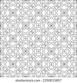 Vector pattern with symmetrical elements . Modern stylish abstract texture. Repeating geometric tiles from striped elements.Black and white pattern.