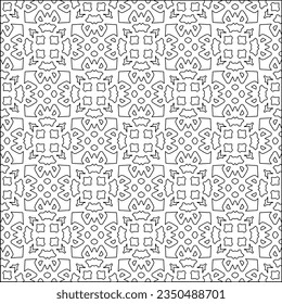 Vector pattern with symmetrical elements . Modern stylish abstract texture. Repeating geometric tiles from striped elements.Black and white pattern.