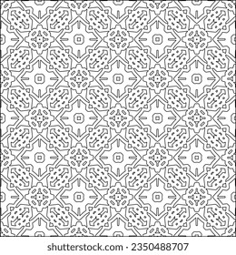 Vector pattern with symmetrical elements . Modern stylish abstract texture. Repeating geometric tiles from striped elements.Black and white pattern.