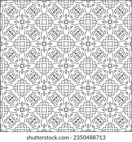 Vector pattern with symmetrical elements . Modern stylish abstract texture. Repeating geometric tiles from striped elements.Black and white pattern.