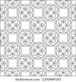 Vector pattern with symmetrical elements . Modern stylish abstract texture. Repeating geometric tiles from striped elements.Black and white pattern.