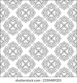 Vector pattern with symmetrical elements . Modern stylish abstract texture. Repeating geometric tiles from striped elements.Black and white pattern.