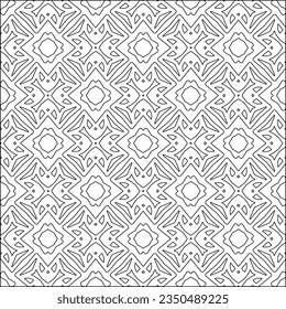 Vector pattern with symmetrical elements . Modern stylish abstract texture. Repeating geometric tiles from striped elements.Black and white pattern.