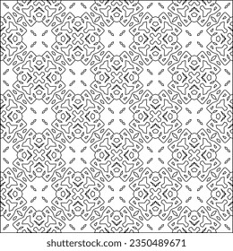 Vector pattern with symmetrical elements . Modern stylish abstract texture. Repeating geometric tiles from striped elements.Black and white pattern.