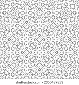 Vector pattern with symmetrical elements . Modern stylish abstract texture. Repeating geometric tiles from striped elements.Black and white pattern.