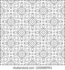 Vector pattern with symmetrical elements . Modern stylish abstract texture. Repeating geometric tiles from striped elements.Black and white pattern.