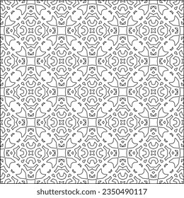 Vector pattern with symmetrical elements . Modern stylish abstract texture. Repeating geometric tiles from striped elements.Black and white pattern.