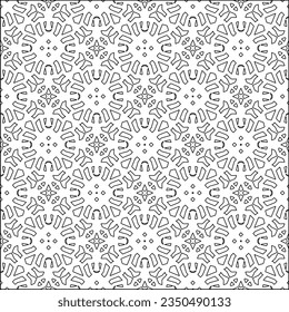 Vector pattern with symmetrical elements . Modern stylish abstract texture. Repeating geometric tiles from striped elements.Black and white pattern.