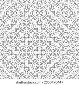 Vector pattern with symmetrical elements . Modern stylish abstract texture. Repeating geometric tiles from striped elements.Black and white pattern.