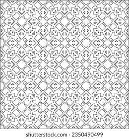 Vector pattern with symmetrical elements . Modern stylish abstract texture. Repeating geometric tiles from striped elements.Black and white pattern.