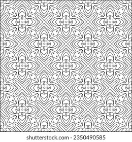 Vector pattern with symmetrical elements . Modern stylish abstract texture. Repeating geometric tiles from striped elements.Black and white pattern.