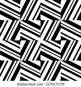 Vector pattern with symmetrical elements . Monochrome striped background.Black patterns.